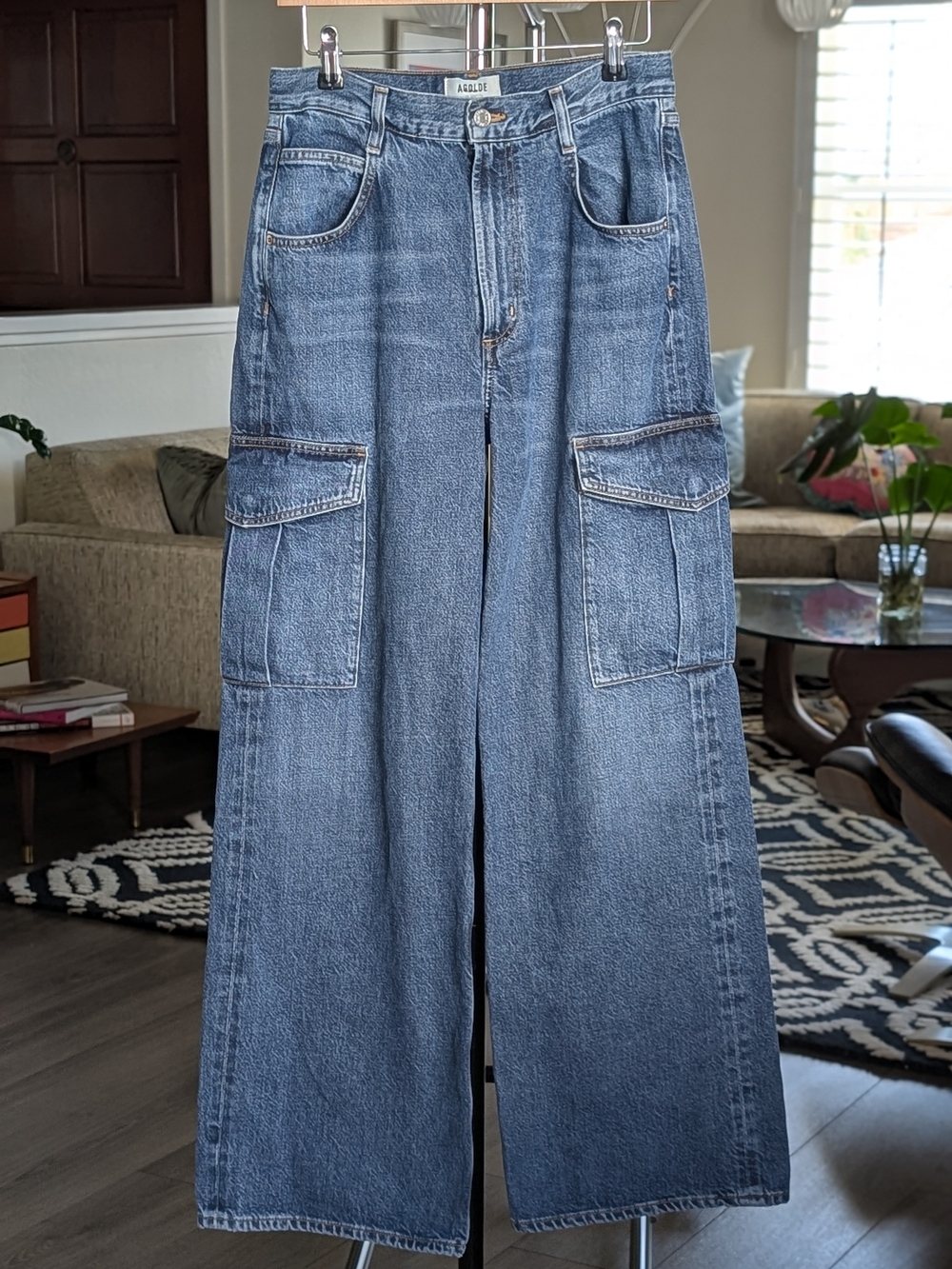 AGOLDE Denim Minka Wide-Leg Cargo Jeans in Path Size 27